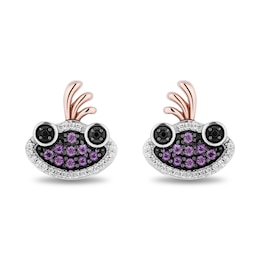 Disney Treasures Monsters, Inc. 0.10 CT. T.W. Black and White Diamond and Amethyst Randall Boggs Stud Earrings in Sterling Silver