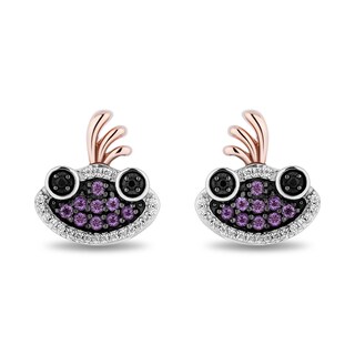 Disney Treasures Monsters, Inc. 0.10 CT. T.W. Black and White Diamond and Amethyst Randall Boggs Stud Earrings in Sterling Silver