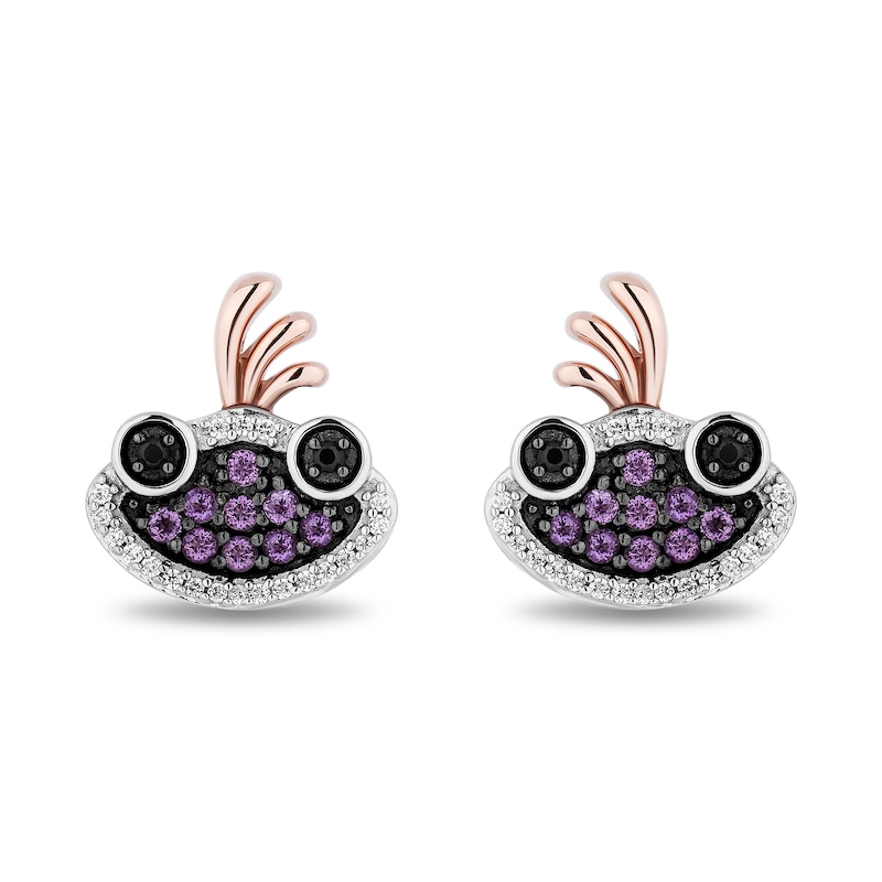 Disney Treasures Monsters, Inc. 0.10 CT. T.W. Black and White Diamond and Amethyst Randall Boggs Stud Earrings in Sterling Silver|Peoples Jewellers