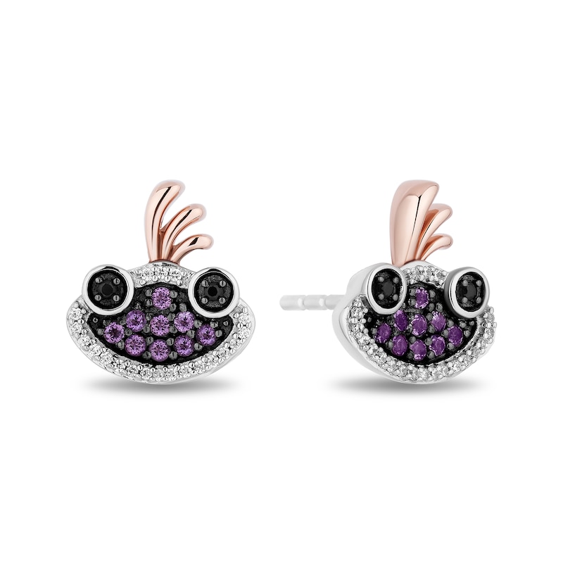 Main Image 2 of Disney Treasures Monsters, Inc. 0.10 CT. T.W. Black and White Diamond and Amethyst Randall Boggs Stud Earrings in Sterling Silver