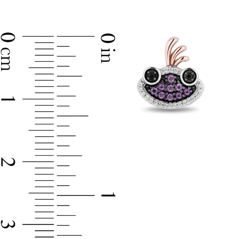 Main Image 3 of Disney Treasures Monsters, Inc. 0.10 CT. T.W. Black and White Diamond and Amethyst Randall Boggs Stud Earrings in Sterling Silver