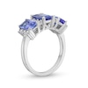 Thumbnail Image 3 of Emerald-Cut Tanzanite and 0.30 CT. T.W. Certified Lab-Grown Diamond Three Stone Ring in 10K White Gold (F/SI2)