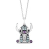 Disney Treasures Lilo & Stitch London Blue Topaz, Amethyst and Diamond Accent Stitch Necklace in Sterling Silver