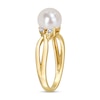 7.5-8.0mm Freshwater Cultured Pearl and Diamond Accent Split Shank Ring in 10K Gold
