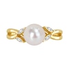 7.5-8.0mm Freshwater Cultured Pearl and Diamond Accent Split Shank Ring in 10K Gold