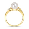7.5-8.0mm Freshwater Cultured Pearl and Diamond Accent Split Shank Ring in 10K Gold