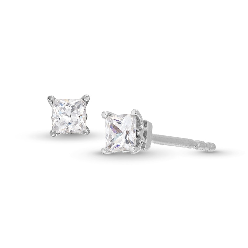 Trouvaille Collection CT. T.W. DeBeers®-Graded Princess-Cut Diamond Solitaire Stud Earrings in 14K Gold (F/I1)|Peoples Jewellers
