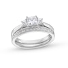 Thumbnail Image 1 of 1.33 CT. T.W. Princess-Cut Diamond Past Present Future® Three Stone Bridal Set in 14K White Gold
