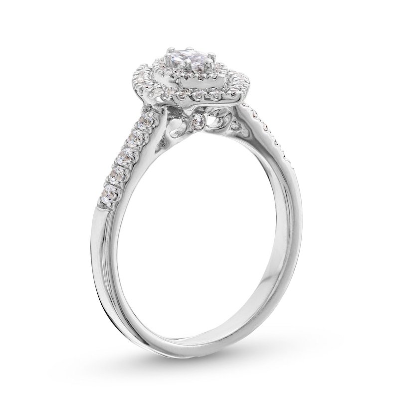 0.50 CT. T.W. Marquise Diamond Double Frame Engagement Ring in 14K White Gold
