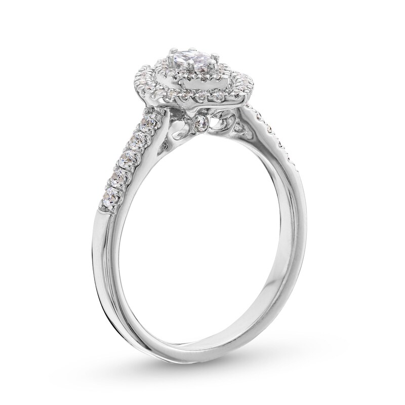 0.50 CT. T.W. Marquise Diamond Double Frame Engagement Ring in 14K White Gold