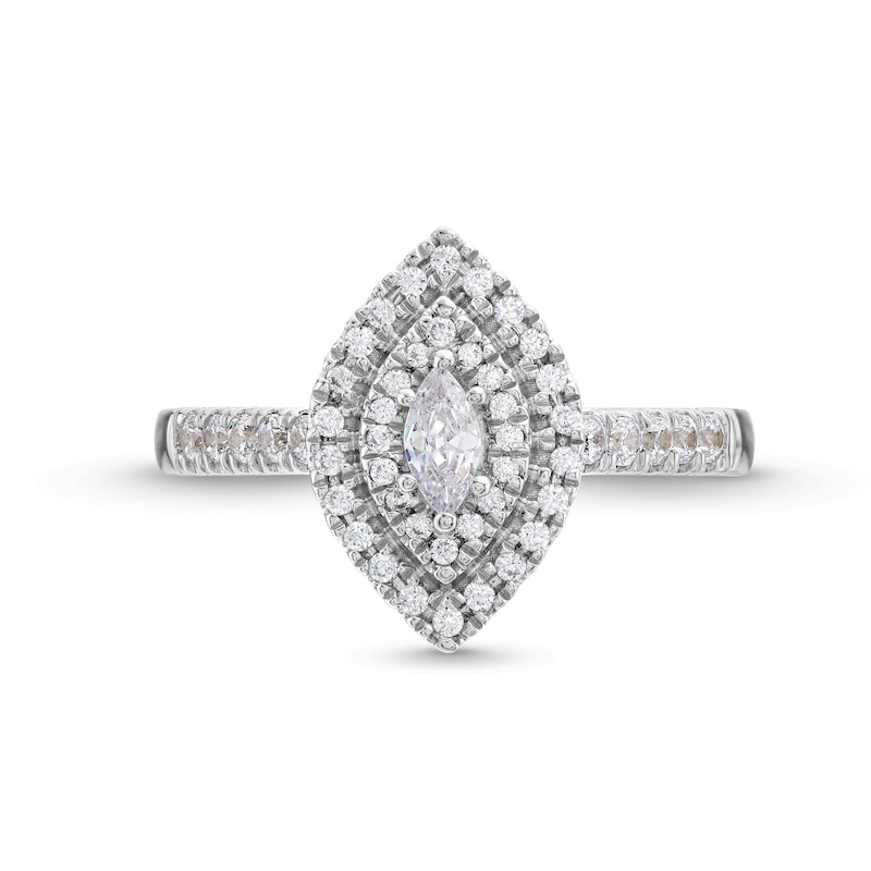 0.50 CT. T.W. Marquise Diamond Double Frame Engagement Ring in 14K White Gold