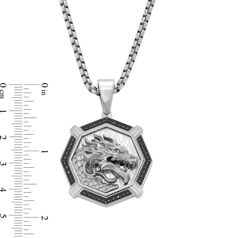 Main Image 3 of Men's 0.25 CT. T.W. Black Diamond Dragon Head in Stainless Steel and Black Ion-Plate - 24"
