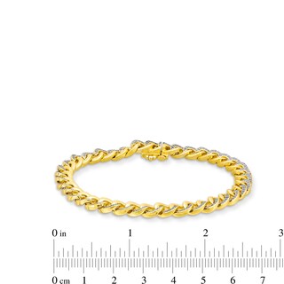 Men's 1.00 CT. T.W. Diamond Curb Chain Bracelet in Hollow 10K Gold - 8.5"