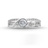 Canadian Certified Centre Diamond 0.58 CT. T.W. Bypass Frame Split Shank Engagement Ring in 14K White Gold (I/I2)