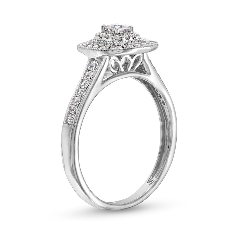 0.40 CT. T.W. Princess-Cut Diamond Double Frame Vintage-Style Engagement Ring in 10K White Gold