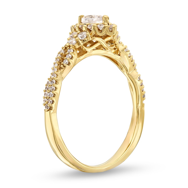 Main Image 3 of 0.45 CT. T.W. Marquise Diamond Framed Twist Shank Engagement Ring in 10K Gold (I/I2)