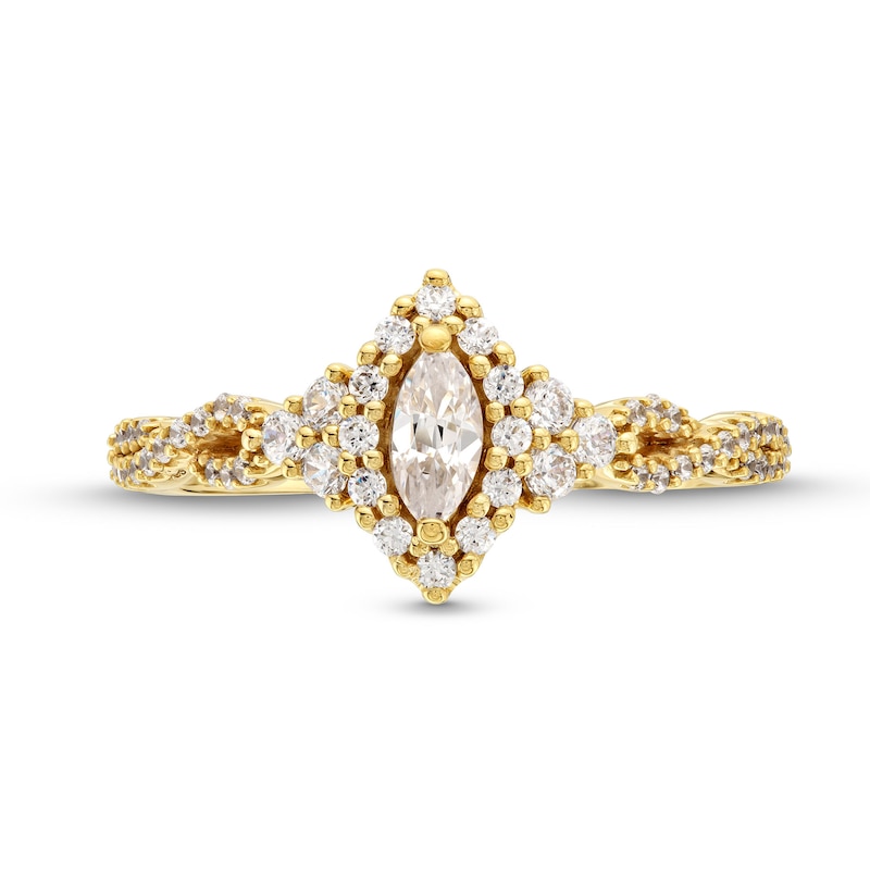 Main Image 4 of 0.45 CT. T.W. Marquise Diamond Framed Twist Shank Engagement Ring in 10K Gold (I/I2)