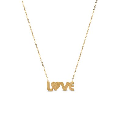 Textured "LOVE" Necklace in Solid 10K Gold