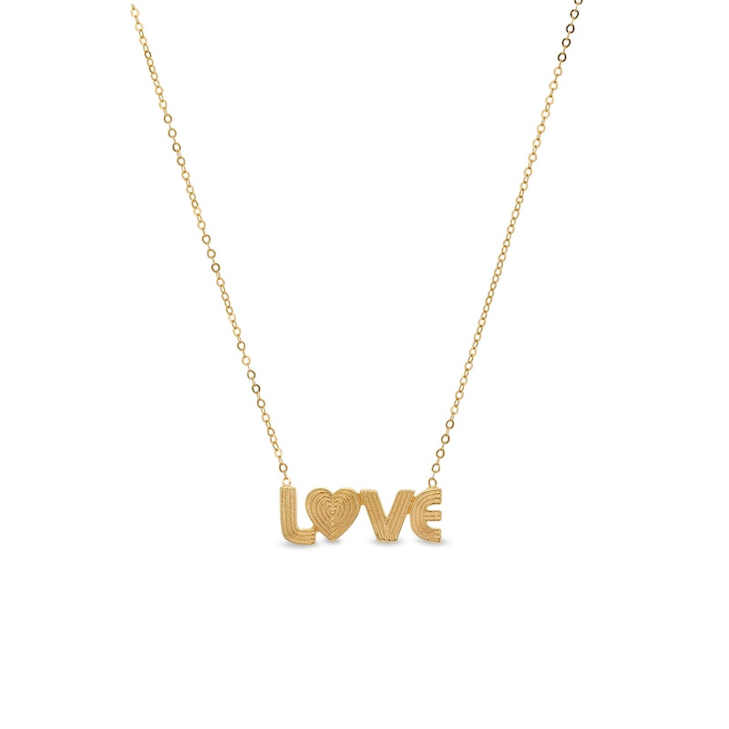 Textured "LOVE" Necklace in Solid 10K Gold|Peoples Jewellers