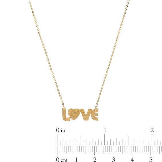 Textured "LOVE" Necklace in Solid 10K Gold