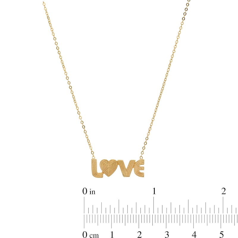 Textured "LOVE" Necklace in Solid 10K Gold