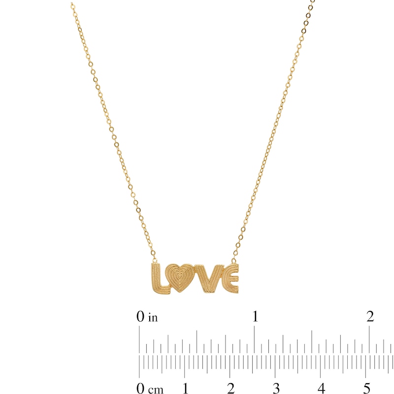Textured "LOVE" Necklace in Solid 10K Gold