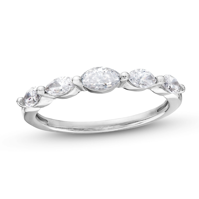 1.00 CT. T.W. Marquise-Cut Certified Lab-Created Diamond Five Stone Band in 14K White Gold (F/SI2)|Peoples Jewellers