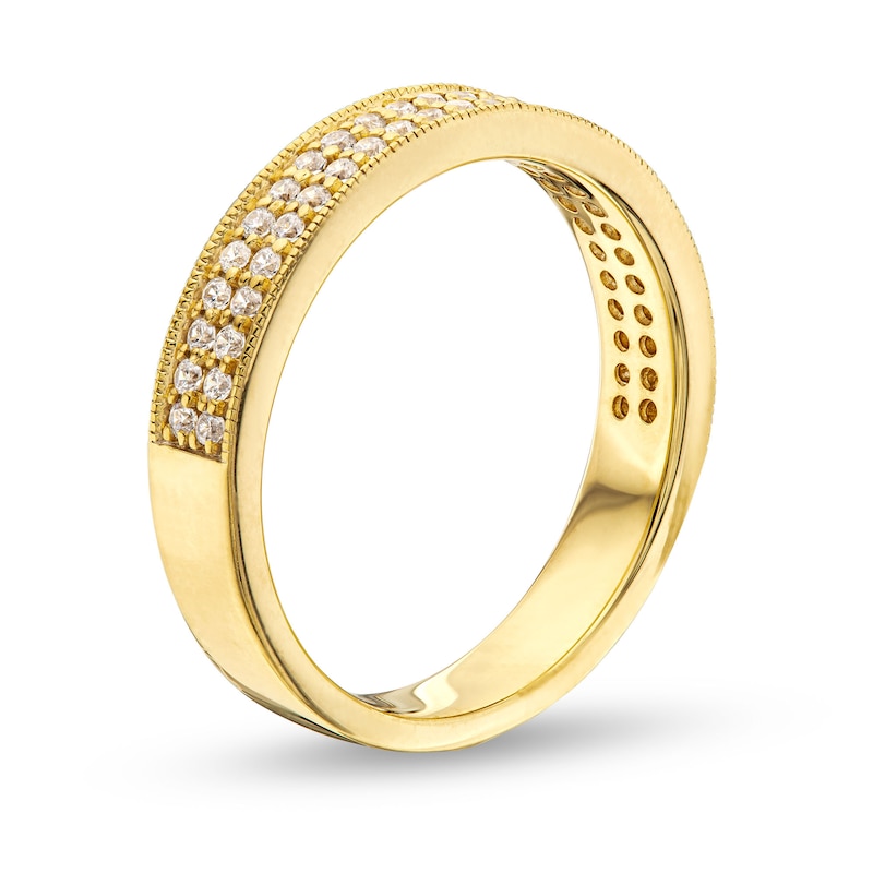 Main Image 3 of 0.30 CT. T.W. Certified Lab-Created Diamond Double Row Vintage-Style Band in 10K Gold (F/SI2)