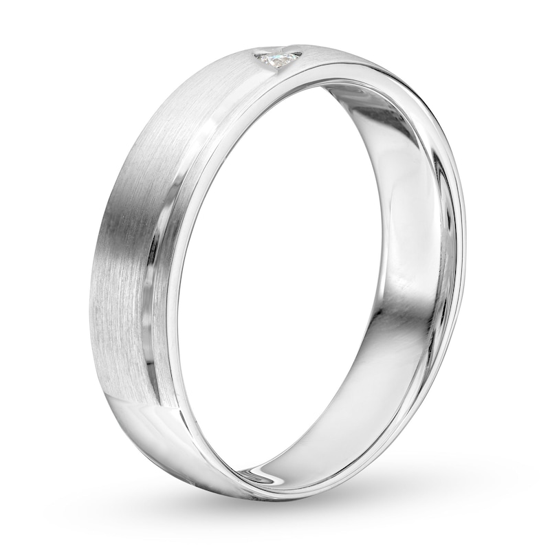 Men's 0.05 CT. Diamond Solitaire Satin Band in 10K White Gold|Peoples Jewellers