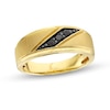 Thumbnail Image 1 of Men's 0.20 CT. T.W. Black Diamond Slanted Satin Band in 10K Gold