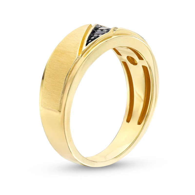 Men's 0.20 CT. T.W. Black Diamond Slanted Satin Band in 10K Gold ...