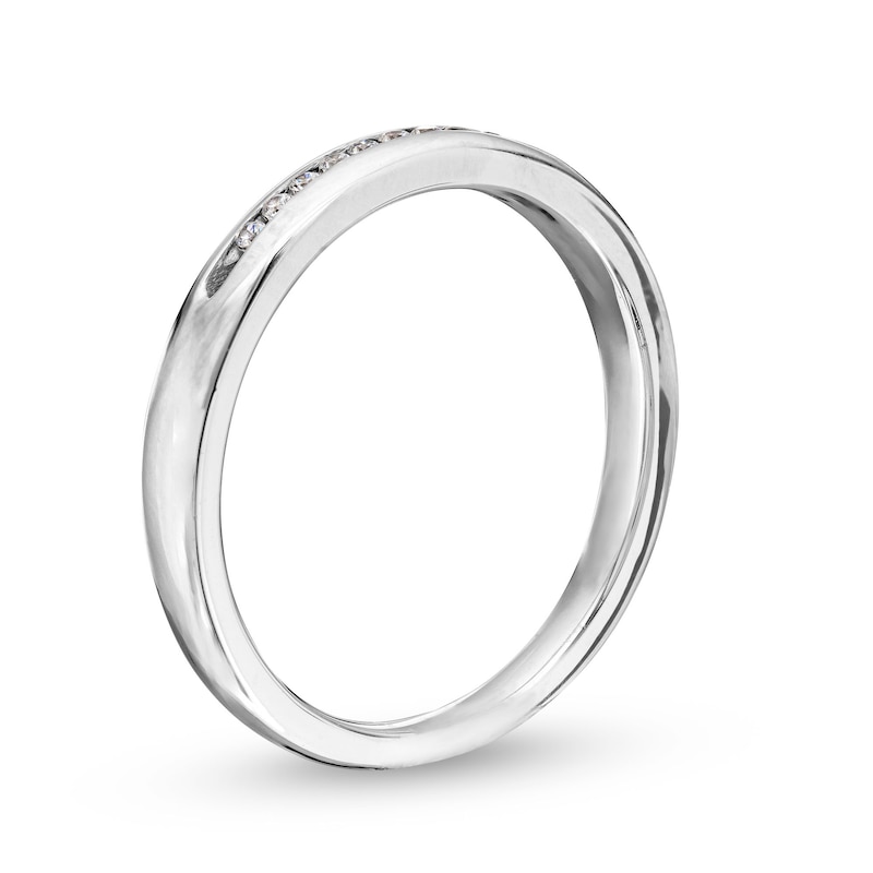Main Image 3 of Men's 0.10 CT. T.W. Diamond Channel-Set Band in 14K White Gold