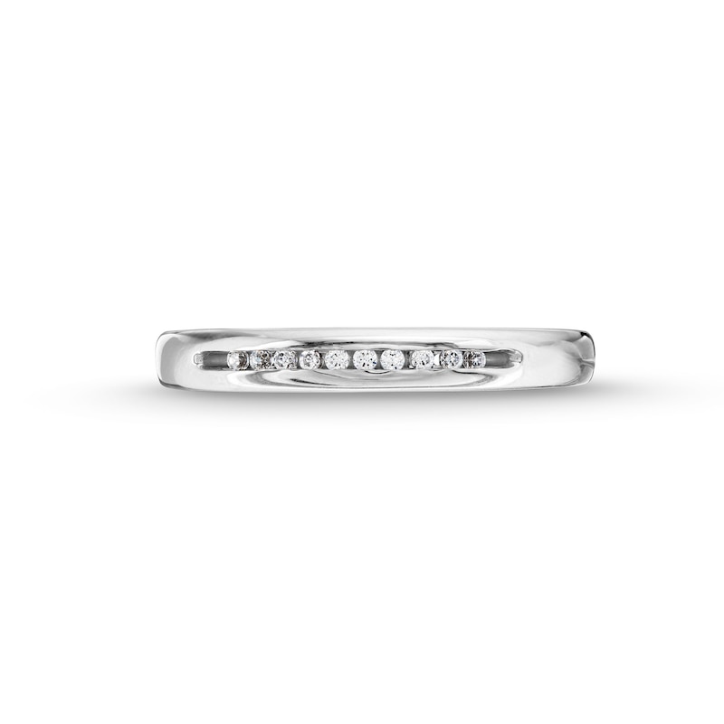 Main Image 4 of Men's 0.10 CT. T.W. Diamond Channel-Set Band in 14K White Gold