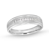 Thumbnail Image 1 of Men's 0.25 CT. T.W. Square-Cut Diamond Milgrain Edge Band in 10K White Gold