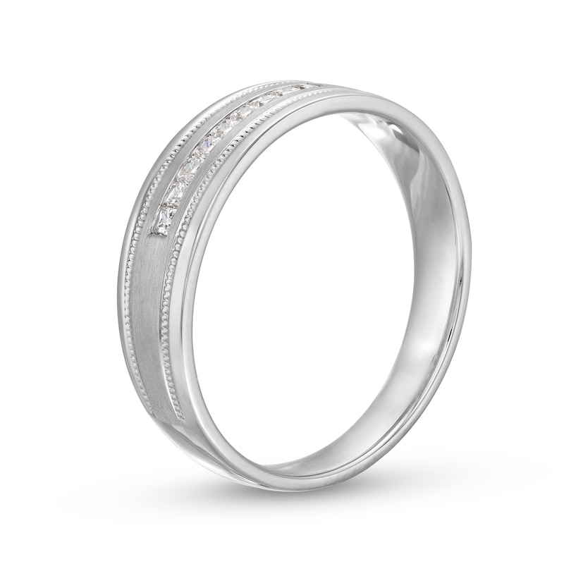 Men's 0.25 CT. T.W. Square-Cut Diamond Milgrain Edge Band in 10K White Gold|Peoples Jewellers