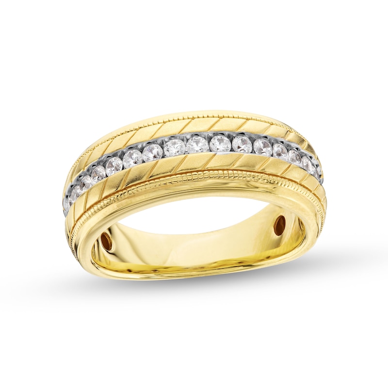 Men's 0.50 CT. T.W. Diamond Milgrain Edge Tread Pattern Band in 10K Gold|Peoples Jewellers