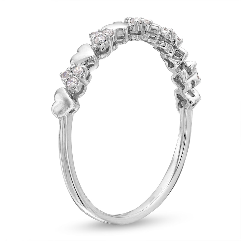 0.10 CT. T.W. Multi-Diamond Alternating Hearts Band in 10K White Gold