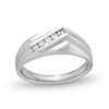 Thumbnail Image 1 of 0.20 CT. T.W. Canadian Certified Diamond Five Stone Slant Groove Shank Band in 14K White Gold (I/I1)