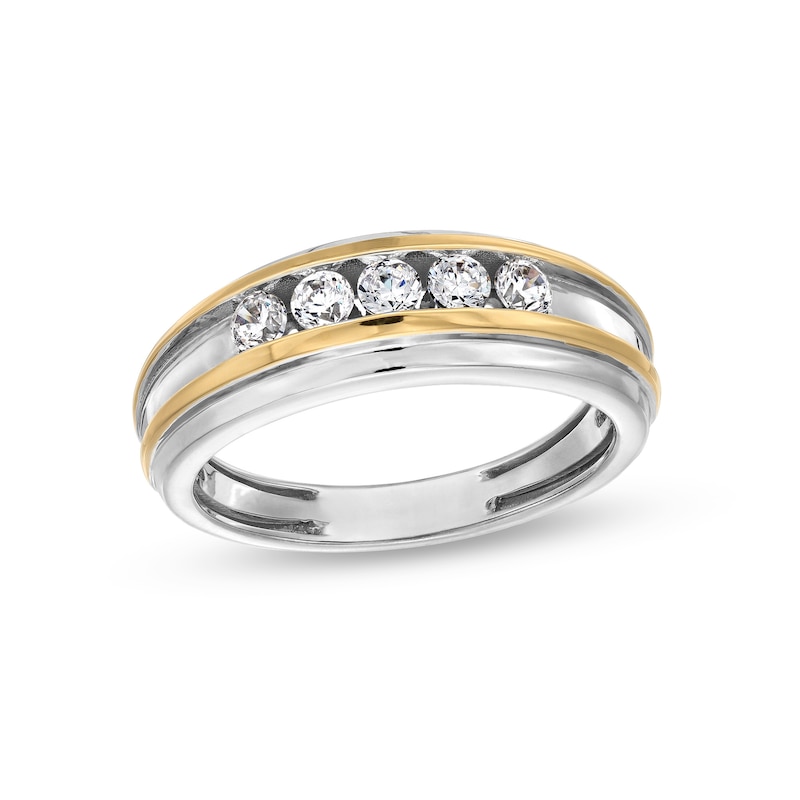 Men's 0.50 CT. T.W. Canadian Certified Diamond Five Stone Band in 14K Two-Tone Gold (I/I1)|Peoples Jewellers