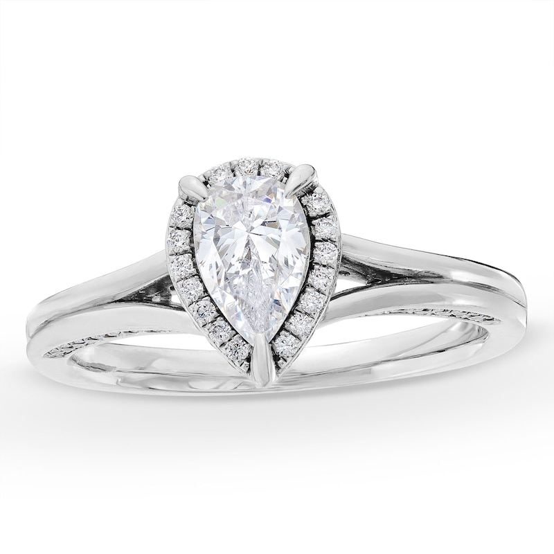 0.75 CT. T.W. Pear-Cut Diamond Frame Engagement Ring in 14K White Gold (I/I1)|Peoples Jewellers