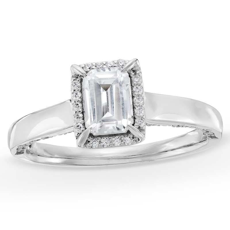 1.00 CT. T.W. Emerald-Cut Diamond Frame Engagement Ring in 14K White Gold (I/I1)|Peoples Jewellers