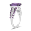 Thumbnail Image 2 of Enchanted Disney Wish Cushion-Cut and Round Amethyst with 0.085 CT. T.W. Diamond Ring in Sterling Silver