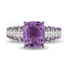 Thumbnail Image 4 of Enchanted Disney Wish Cushion-Cut and Round Amethyst with 0.085 CT. T.W. Diamond Ring in Sterling Silver
