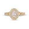 Thumbnail Image 3 of 1.00 CT. T.W. Certified Oval Diamond Double Frame Split Shank Engagement Ring in 14K Gold (F/SI2)