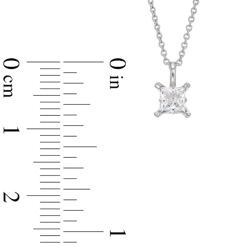 Main Image 4 of Trouvaille Collection 0.50 CT. DeBeers®-Graded Princess-Cut Diamond Solitaire Pendant in 14K White Gold (F/I1)