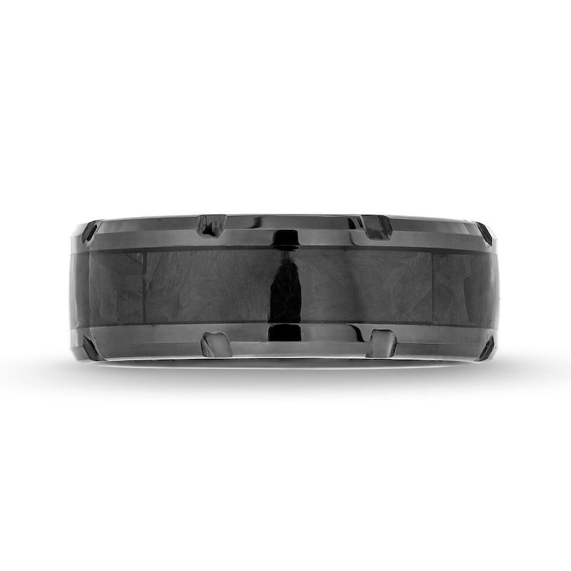 Men's 8.0mm Wedding Band in Black Tungsten with Black Carbon Fibre Inset - Size 10