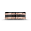 Thumbnail Image 3 of Men's 8.0mm Wedding Band in Black Tungsten and Rose-Tone Ion Plate with Black Carbon Fibre Inset - Size 10