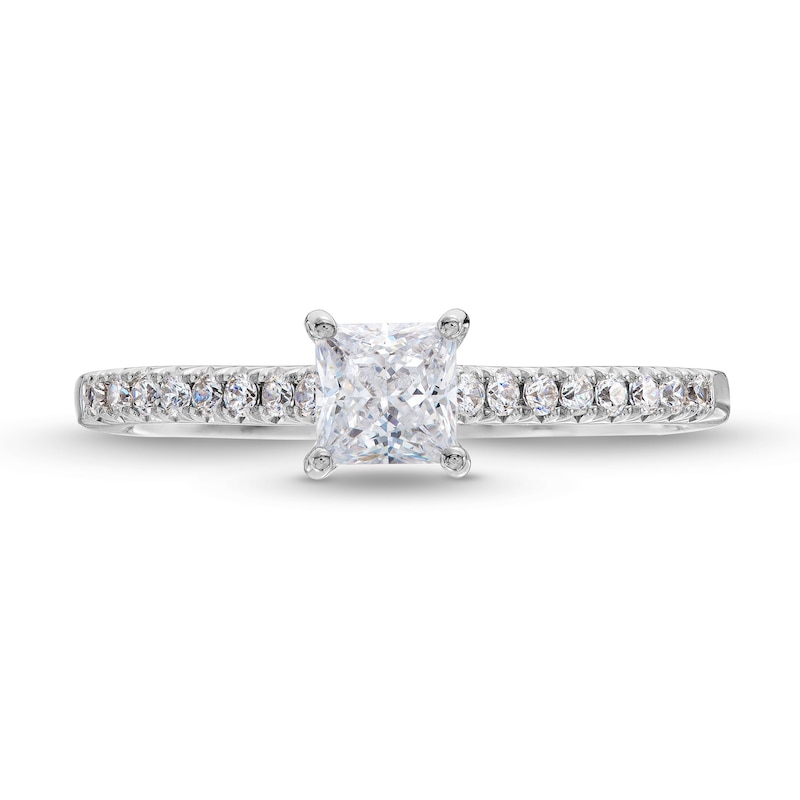 Main Image 4 of 0.69 CT. T.W. Princess-Cut Diamond Engagement Ring in 14K White Gold