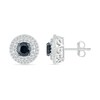 Thumbnail Image 2 of 1.00 CT. T.W. Black and White Diamond Double Frame Stud Earrings in 10K White Gold