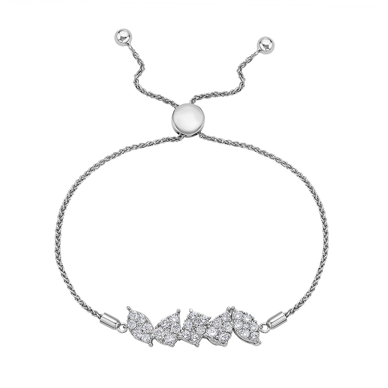 0.98 CT. T.W. Marquise, Pear and Emerald Multi-Diamond Bolo Bracelet in 10K White Gold - 9.0"